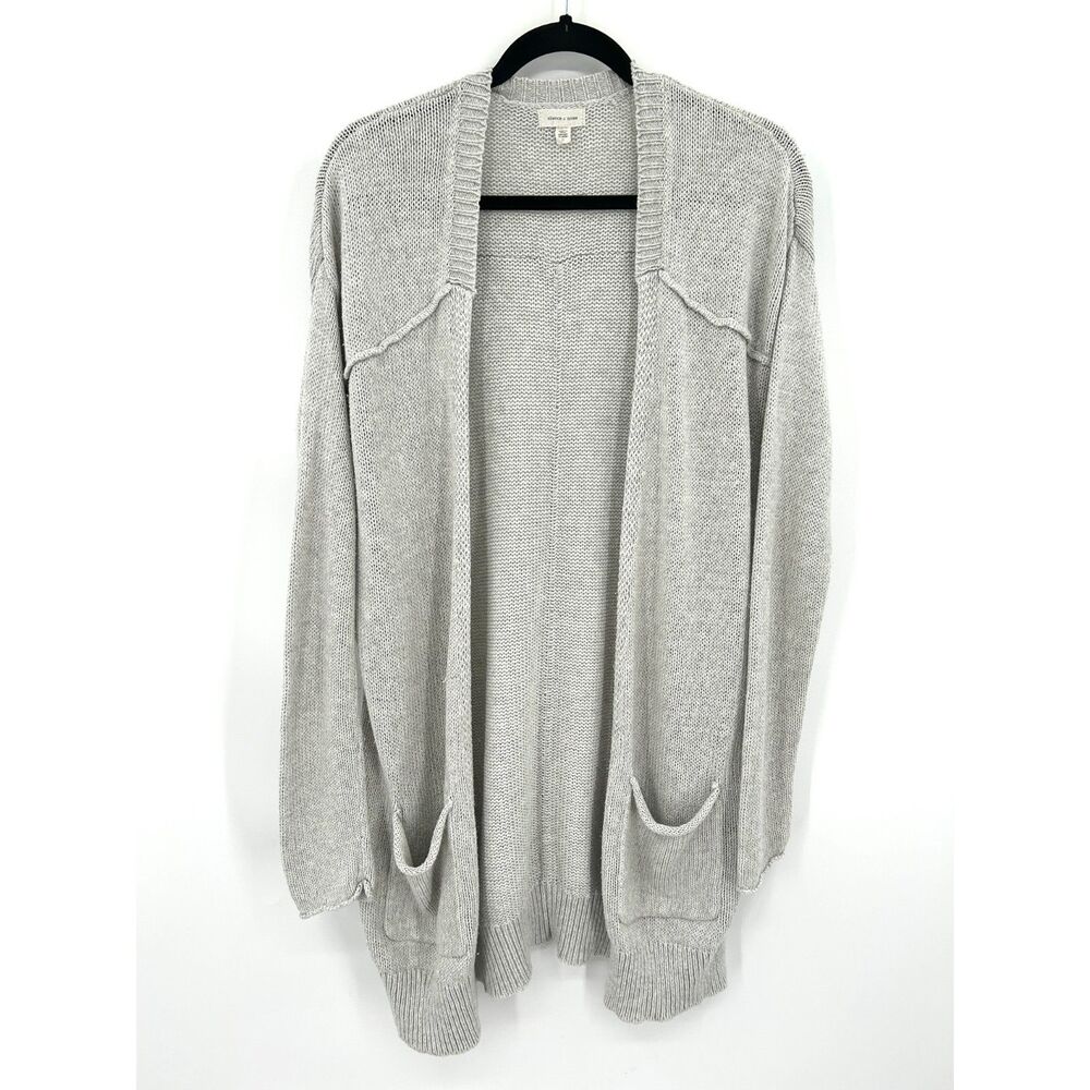 SILENCE + NOISE Gray Open Front Knit Cardigan Sweater Cotton Blend Size Small